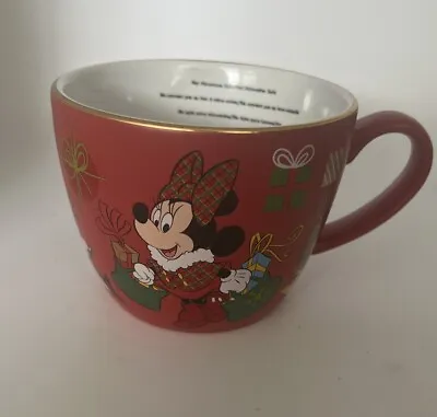 Disney Store Minnie Mouse Large Coffee Mug Christmas Round Red With Presents • $16