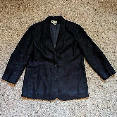 Men's Eddie Bauer 100% Linen Lined Black Blazer Suit Jacket Men's Sz L • $49.50