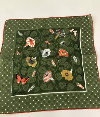 Vintage Hankie Handkerchief - Garden Flowers & Butterflies - Betty Anderson • $15