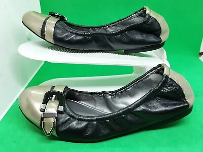 New Tahari Shoes Womens 8M Vivi Ballet Flats Black Tan Slip On Comfort Low Top • $35