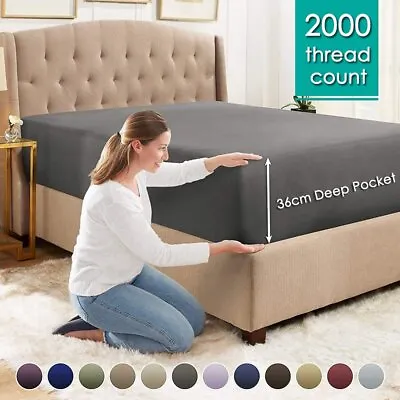 $2.49 • Buy 2000TC Ultra Soft Extra Deep Fitted Sheet Single/Double/Queen/King Bed Luxury AU