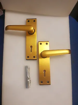 Union Ambassador Door Lever Handles With Key Hole Lock Backplate  Anodised Gold  • £9.95