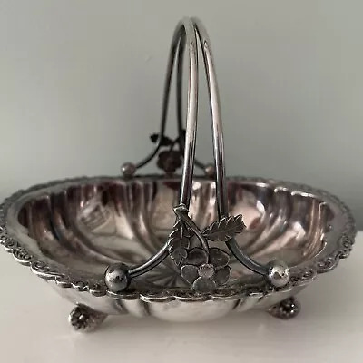 Acme Silver Plate Co Quadruple Plate Bridal Basket Handled Flower Detail Vtg • $45