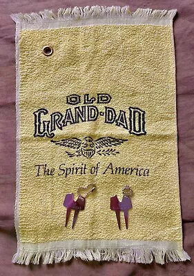 Vintage Old Grand-Dad Kentucky Bourbon Whiskey Golf Towel & 2 Divot Tools - NOS • $17.95