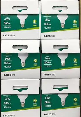 6 Pack Sylvania LED Reflector R80 9W ES 6500k Daylight 9 Watt E27 NON-Dim 26337 • £12.96