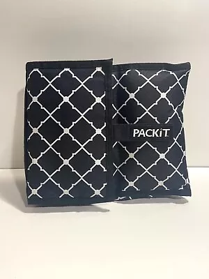 $19.75 • Buy PackIt Freezable Lunch Bag Fold Up Freeze, Pack & Go Black And White Excellent