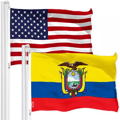 G128 Combo Pack: American USA Flag & Ecuador Flag 3x5 Ft Both Printed 150D Poly • $23.99