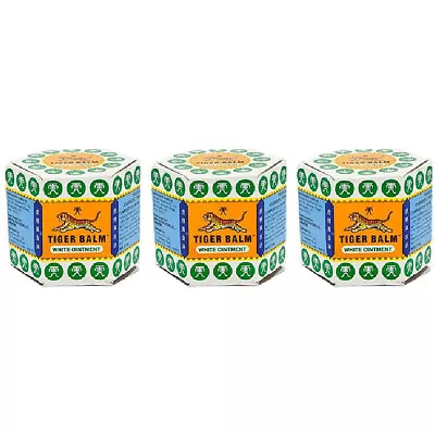 Tiger Balm White All Herbal Pain Relief Ointment (Pack Of 3) Exp 02/2026 • $14.49