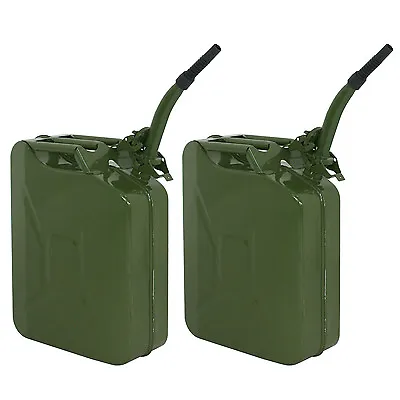 5Gallon 20L 2PCS Jerry Can Metal Steel Tank Military Style Storage Gas Can Green • $65.58