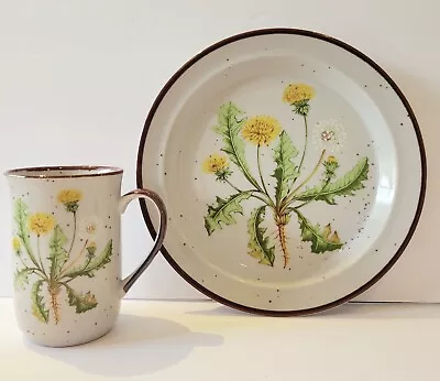 VTG Pair DANDELION No. 106 Speckled Brown Coffee Tea Mug & No. 206 Plate Japan • $17