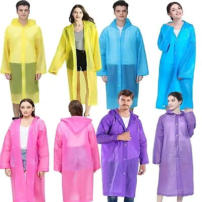 Raincoat Waterproof Poncho Reusable EVA Adult Camping Festival Rain Coat Jackets • £3.60