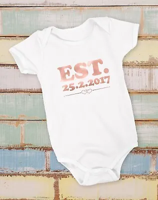 £8.10 • Buy Personalised Baby Vest Unisex Metallic Clothes Grow Bodysuit Est Born Date Gift