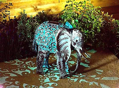 Smart Solar Metal Silhouette Elephant Garden Patio Path Solar LED Light Ornament • £27.99