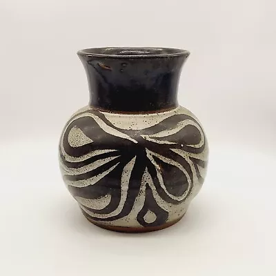 Vtg Studio Pottery Mid Century Modern Artist Signed Black And Cream Butterfly • $36