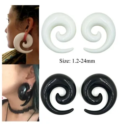 Acrylic Spiral Horn Earring Large Gauge 1.2-24mm Stretcher Ear Plug Piercing • £2.89