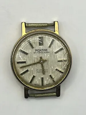 Vintage Montine Of Switzerland 17 Jewels Watch Face For Parts Untested 21.2mm • $13.06