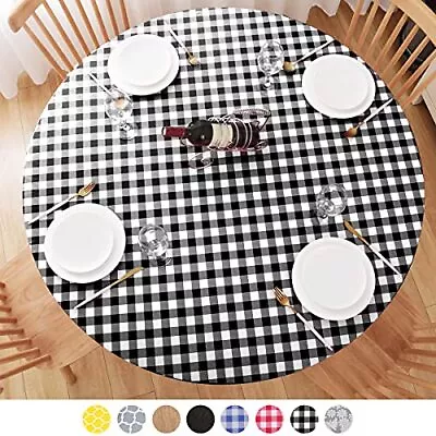 Round Tablecloth Fitted Round Plastic Vinyl Table Cloths With Flannel Backing An • $20.25