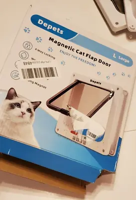 Depets Large Magnetic Cat Flap Door 4 Way Locking 9.2  X 9.9   Width  Unused • $18.99