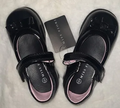 Children School Shoes - Miss Fiori MJ Bow Girl Shoe Childs Black Size UK 9 • £13.95