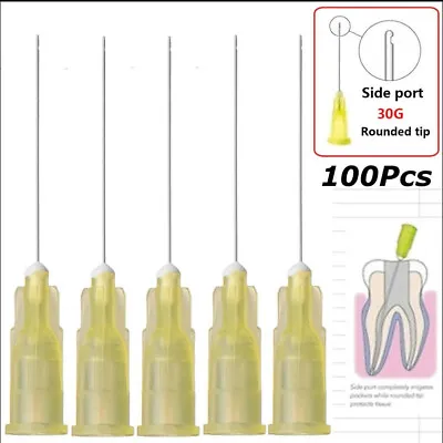 100Pcs Dental Disposable  Endo Irrigation Needle Syringe Tips One Side Hole 30G • $11.99