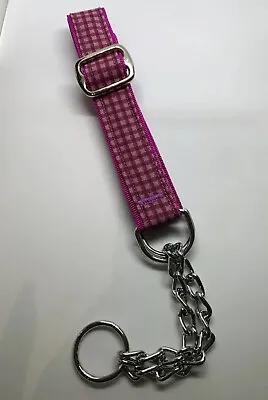 Martingale Half Check Dog Choke Chain Collar In Purple Check Design • £7.15