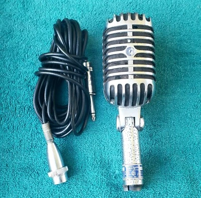 £177.84 • Buy Vintage 50’s Shure 55S Microphone Blue Label Antique Deco Prop Elvis Chicago USA