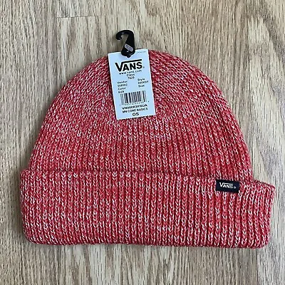 Vans Beanie Red Molten Lava White Unisex Cuffed Knit Cap Hat NWT New Core Basics • $17.99