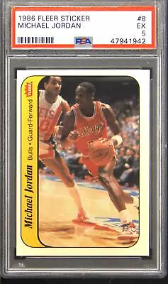 1986 Fleer Sticker #8 Michael Jordan PSA 5 • $539.99