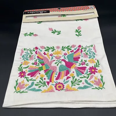 New Spring Tablerunner Embroidered Bohemian Mexican Style Birds 14 X72  Colorful • $17.28