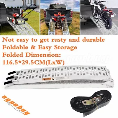 Motorcycle Ladder Loading Ramp Pickup Truck Transport For Garden Tractor Trailer • $356.87