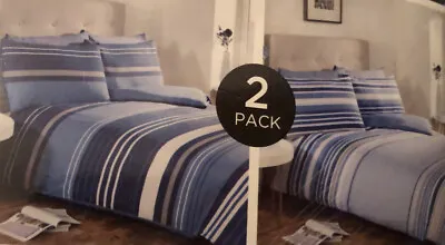 Brand New Twin Pack King Size Duvet Set 2 Pack Nautical Blue Theme 6 Piece Set • £29.99