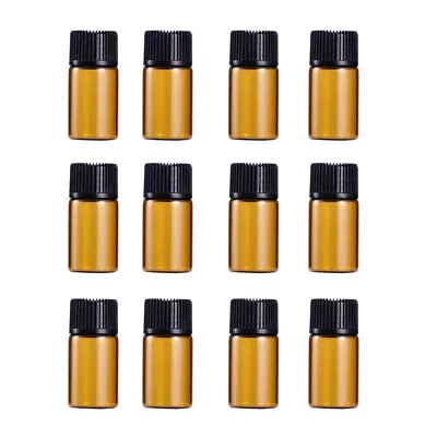  12 PC 1ml Mini Amber Glass Vial Bottles With Orifice Reducer And For Essential • $10.17