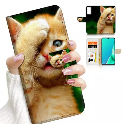 ( For Oppo A57 / A57S ) Wallet Flip Case Cover AJ23523 Cute Kitten Cat • $13.99