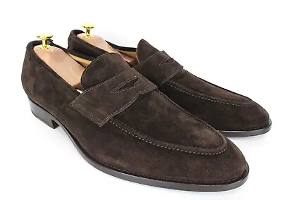 SUITSUPPLY Men Formal Shoes EU44 Brown Suede Low-Top Classic Slip On Loafers • £59.99
