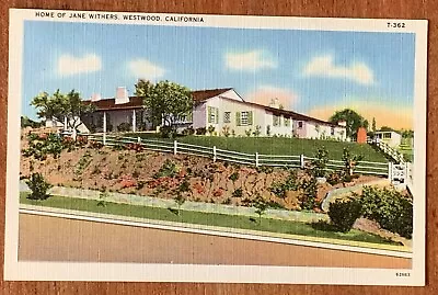 California CA Movie Star Home; Westwood Jane Withers Ca 1940 Linen Postcard • $5.53