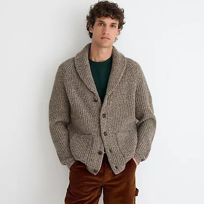 J. Crew Men Small Rugged Merino Wool Blend Shawl Cardigan Sweater Wooden Buttons • $62.99