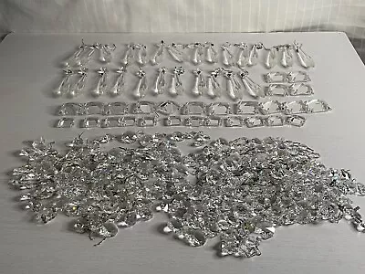 $75 • Buy Vintage??? Crystal Glass Chandelier Lamp Prisms, Squares, And Chain Parts 