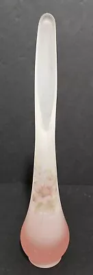 Vintage Viking Glass Pink Satin Flower Floral Applied Swung Bud Vase 11 1/2  T • $43.49