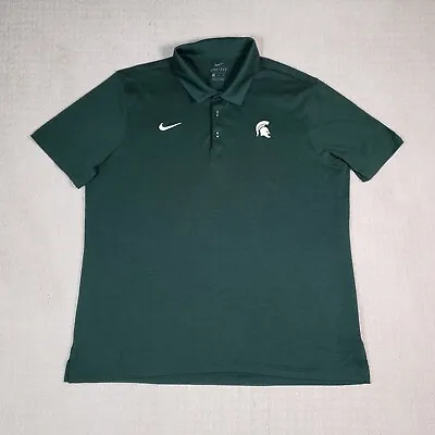 Michigan State Spartans Shirt Mens XL Green Nike Polo Drifit Golf Casual MSU • $18.50