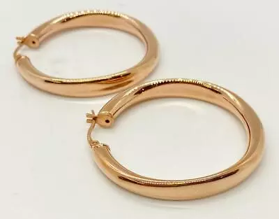 QVC Steel By Design Stainless Steel Round Hoop Earrings Rosetone • $24.99