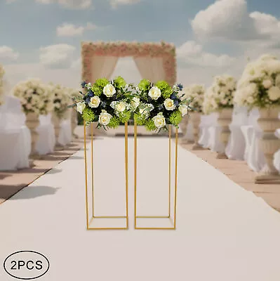 2Pc Flower Rack Vase Stand Metal Art Geometric Column Wedding Party Prop Gold • $31.35