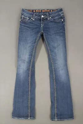 $35.99 • Buy ROCK REVIVAL Woman's Size 27 Alanis Boot Stretch Jeans 27 Stitched Stones