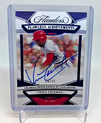 2023 Panini Flawless Achievements VINCE COLEMAN Sapphire On Card AUTO 04/15 • $62.99