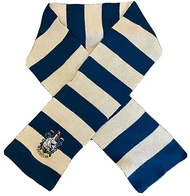 $5.99 • Buy Harry Potter Ravenclaw House Scarf Embroidered Logo Patch Knit Navy & Gray 6 Ft