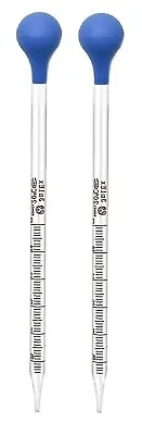 2Pk 3ml Glass Graduated Dropper Pipettes Lab Dropper With Red Rubber Cap & Scale • $9.99