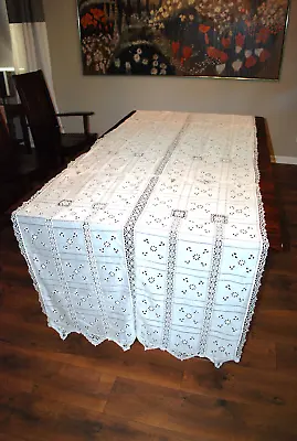 Antique Italian Needle Lace Tablecloth 39 X136  Floral Table Runner • $29.99