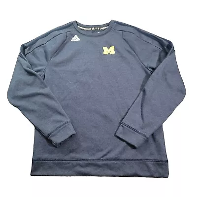 Adidas Michigan Wolverines Navy Blue Climawarm Fleece Sweater Mens Size Medium M • $22.99