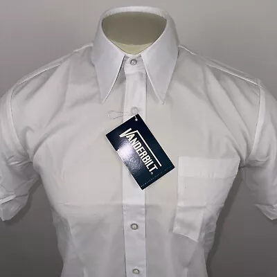 Mens Dress Shirt Vintage 70s 80s Dagger Collar Medium 15 S/S Deadstock NOS NEW • $19.99