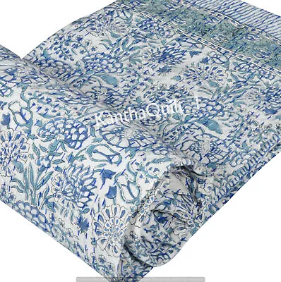 £34.39 • Buy Beautiful Hand Block Indian Handmade Kantha Quilt Bedspread Blanket Throw Decor