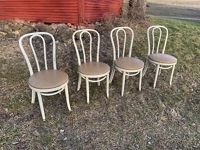 $500 • Buy 4 Antique Vintage Mid Century Bentwood Brody Bistro Cafe Wood Chairs Thonet
